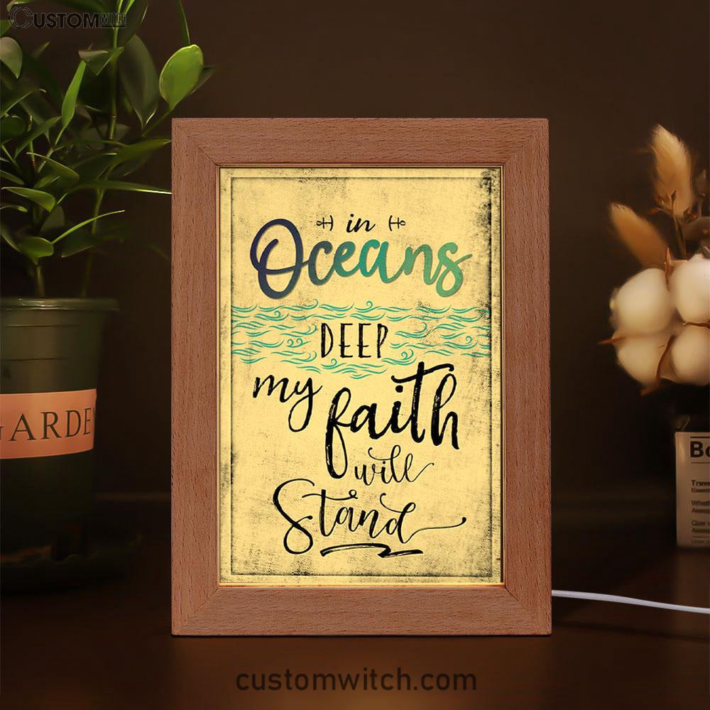 In Oceans Deep My Faith Will Stand Song Lyrics Frame Lamp Art - Christian Night Light - Religious Decor