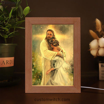 In The Arms Of God Frame Lamp - Jesus Hug Daisy Field Frame Lamp Art - Bible Verse Art - Christian Inspirational Decor