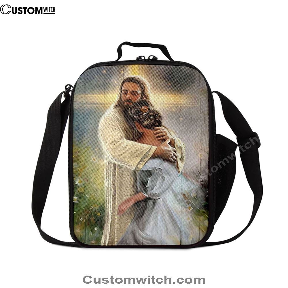 In The Arms Of God Lunch Bag, Jesus Hug Daisy Field Lunch Bag, Christian Lunch Bag, Religious Lunch Box For School, Picnic