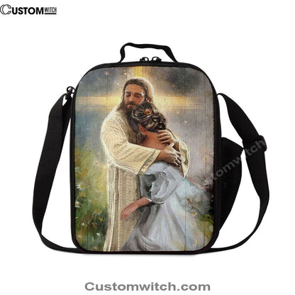 In The Arms Of God Lunch Bag, Jesus Hug Daisy Field Lunch Bag, Christian Lunch Bag, Religious Lunch Box For School, Picnic