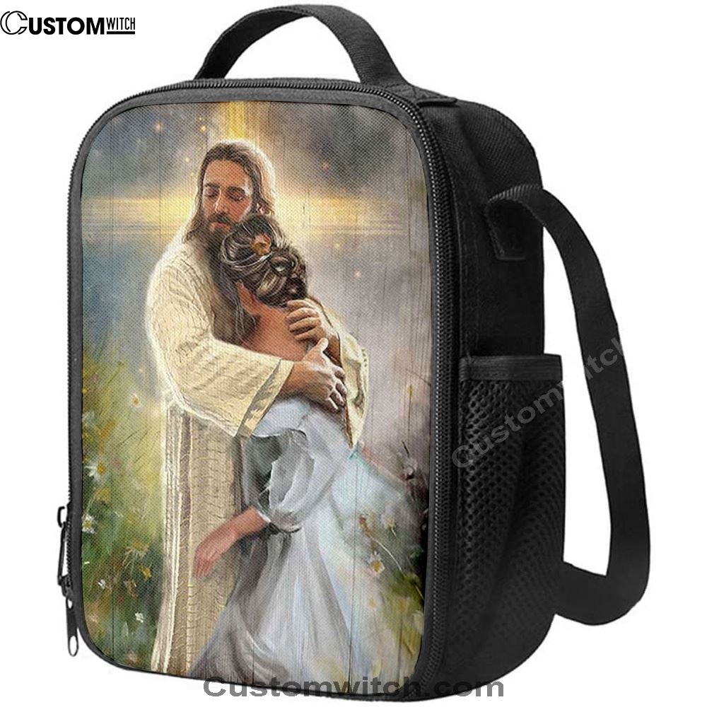 In The Arms Of God Lunch Bag, Jesus Hug Daisy Field Lunch Bag, Christian Lunch Bag, Religious Lunch Box For School, Picnic