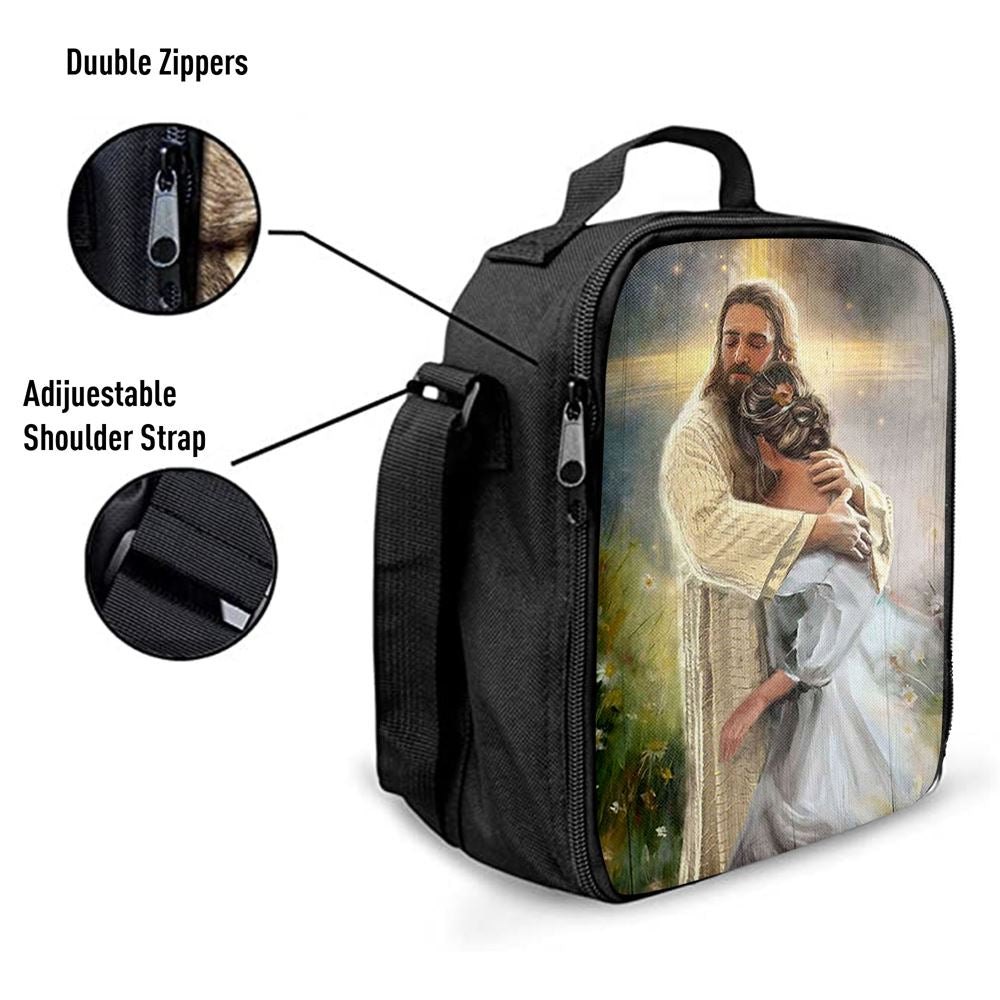 In The Arms Of God Lunch Bag, Jesus Hug Daisy Field Lunch Bag, Christian Lunch Bag, Religious Lunch Box For School, Picnic