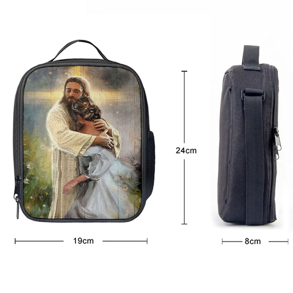 In The Arms Of God Lunch Bag, Jesus Hug Daisy Field Lunch Bag, Christian Lunch Bag, Religious Lunch Box For School, Picnic