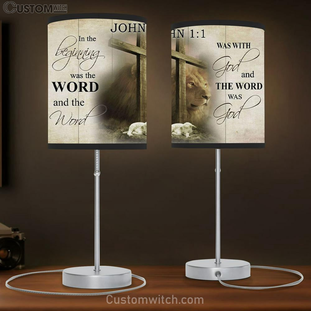 In The Beginning Was The Word John 11 Bible Verse Table Lamb Gift - Christian Bedroom Decor