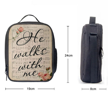 In The Garden Hymn He Walks With Me Lunch Bag, Christian Lunch Bag, Religious Lunch Box For School, Picnic