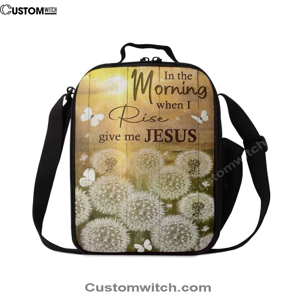 In The Morning When I Rise Dandelion White Butterfly Lunch Bag, Christian Lunch Bag, Religious Lunch Box For School, Picnic
