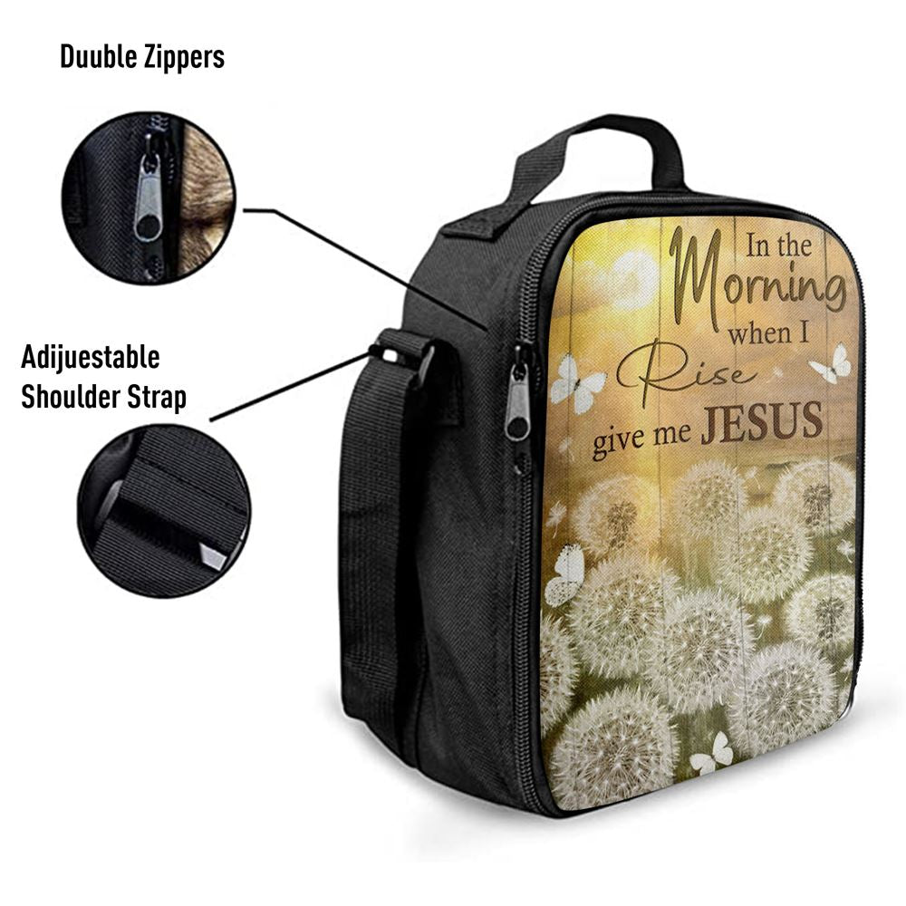 In The Morning When I Rise Dandelion White Butterfly Lunch Bag, Christian Lunch Bag, Religious Lunch Box For School, Picnic