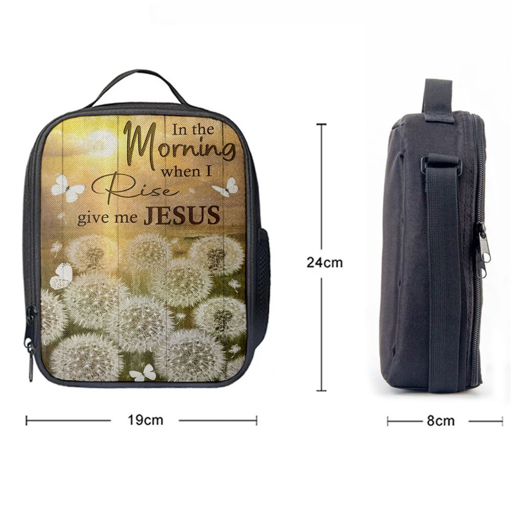 In The Morning When I Rise Dandelion White Butterfly Lunch Bag, Christian Lunch Bag, Religious Lunch Box For School, Picnic