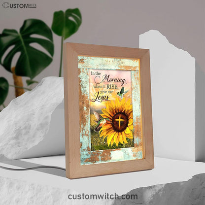 In The Morning When I Rise Sunflower Big Hummingbird Frame Lamp Art - Bible Verse Art - Christian Inspirational Decor