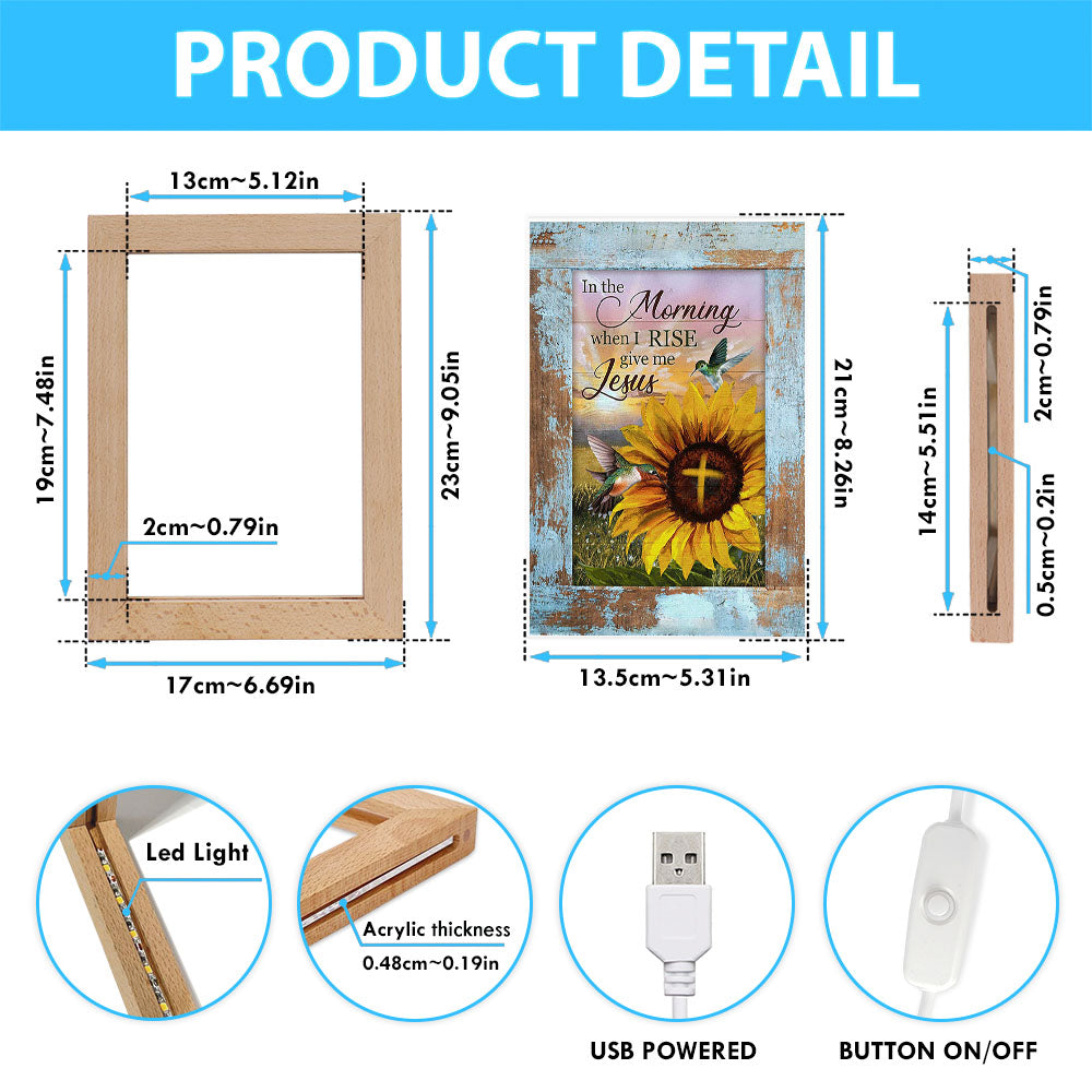 In The Morning When I Rise Sunflower Big Hummingbird Frame Lamp Art - Bible Verse Art - Christian Inspirational Decor
