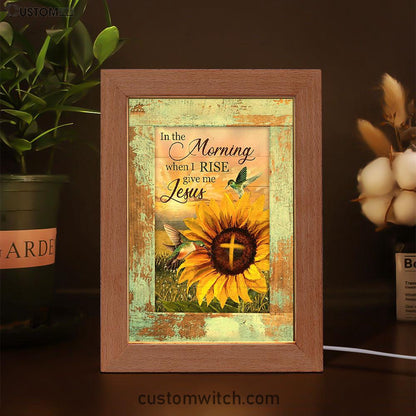 In The Morning When I Rise Sunflower Big Hummingbird Frame Lamp Art - Bible Verse Art - Christian Inspirational Decor
