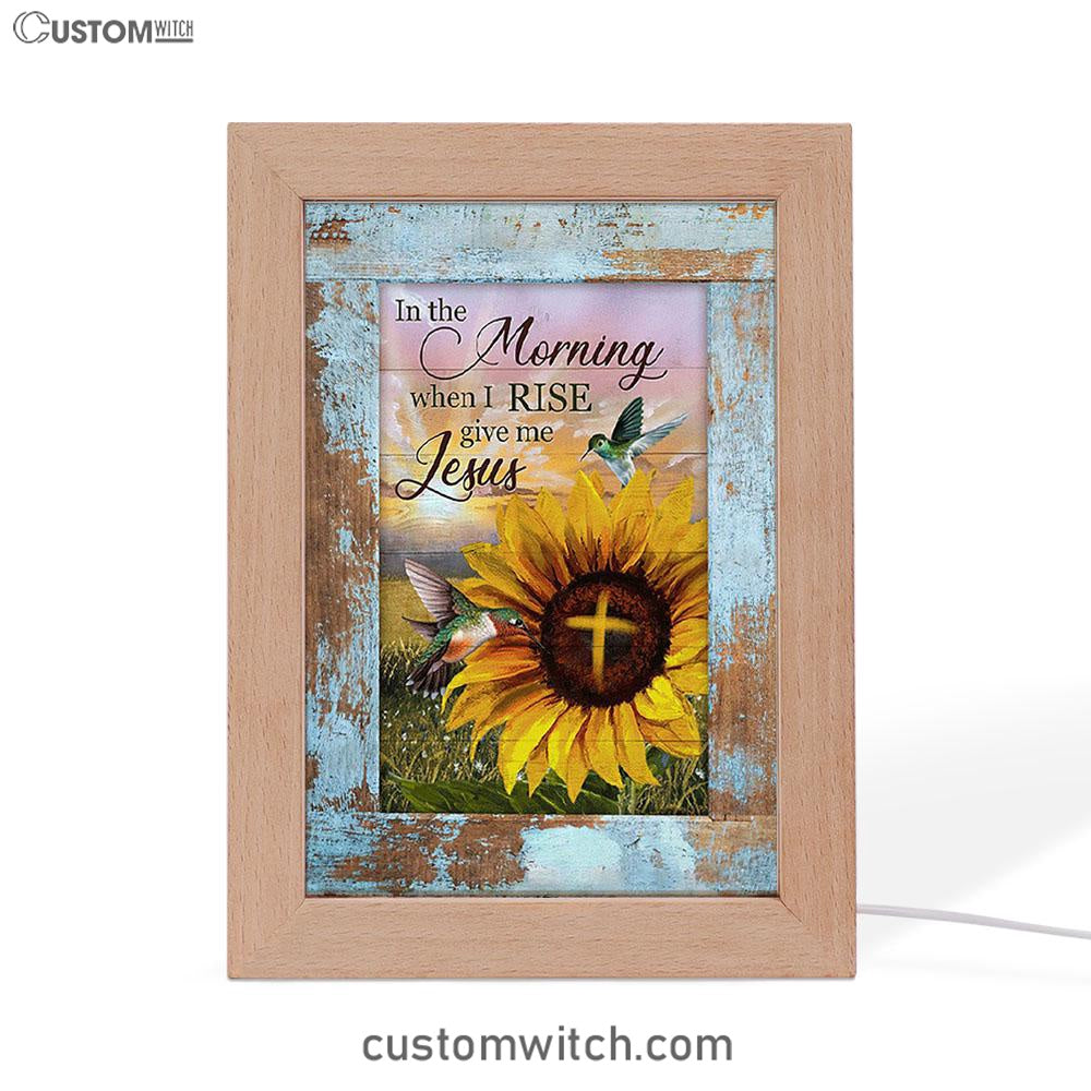 In The Morning When I Rise Sunflower Big Hummingbird Frame Lamp Art - Bible Verse Art - Christian Inspirational Decor