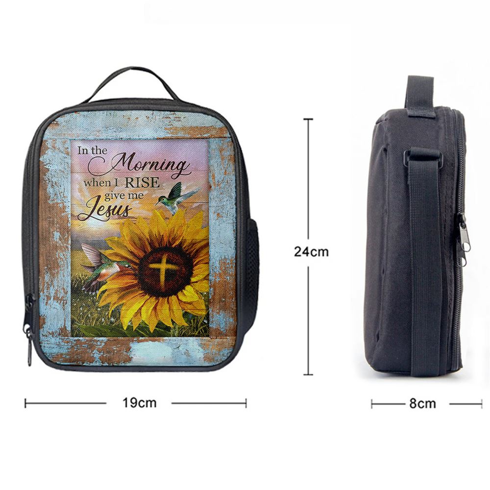 In The Morning When I Rise Sunflower Big Hummingbird Lunch Bag, Christian Lunch Bag, Religious Lunch Box For School, Picnic