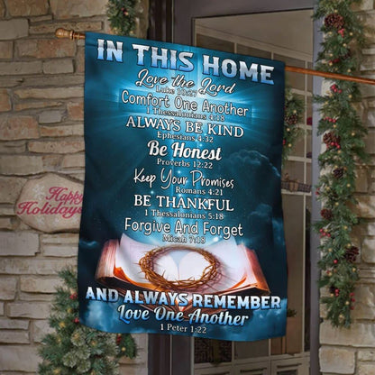 In This Home Love The Lord Jesus Christian Cross Flag, Outdoor Christian House Flag, Christian Flag, Scripture Flag, Garden Banner