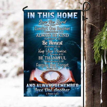 In This Home Love The Lord Jesus Christian Cross Flag, Outdoor Christian House Flag, Christian Flag, Scripture Flag, Garden Banner
