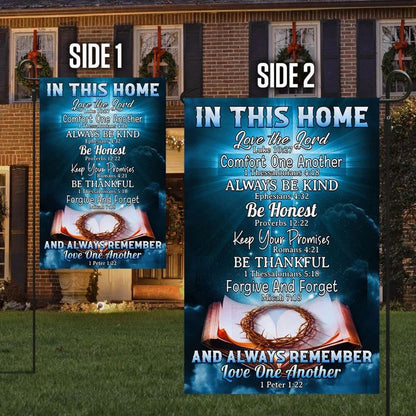 In This Home Love The Lord Jesus Christian Cross Flag, Outdoor Christian House Flag, Christian Flag, Scripture Flag, Garden Banner