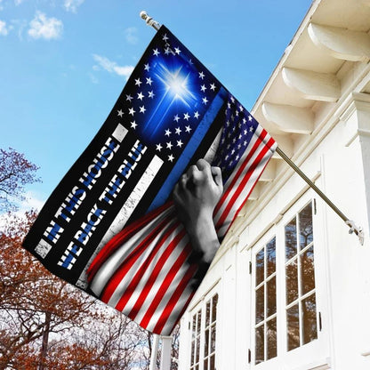 In This House We Back The Blue Christian Cross Flag, Outdoor Christian House Flag, Christian Flag, Scripture Flag, Garden Banner