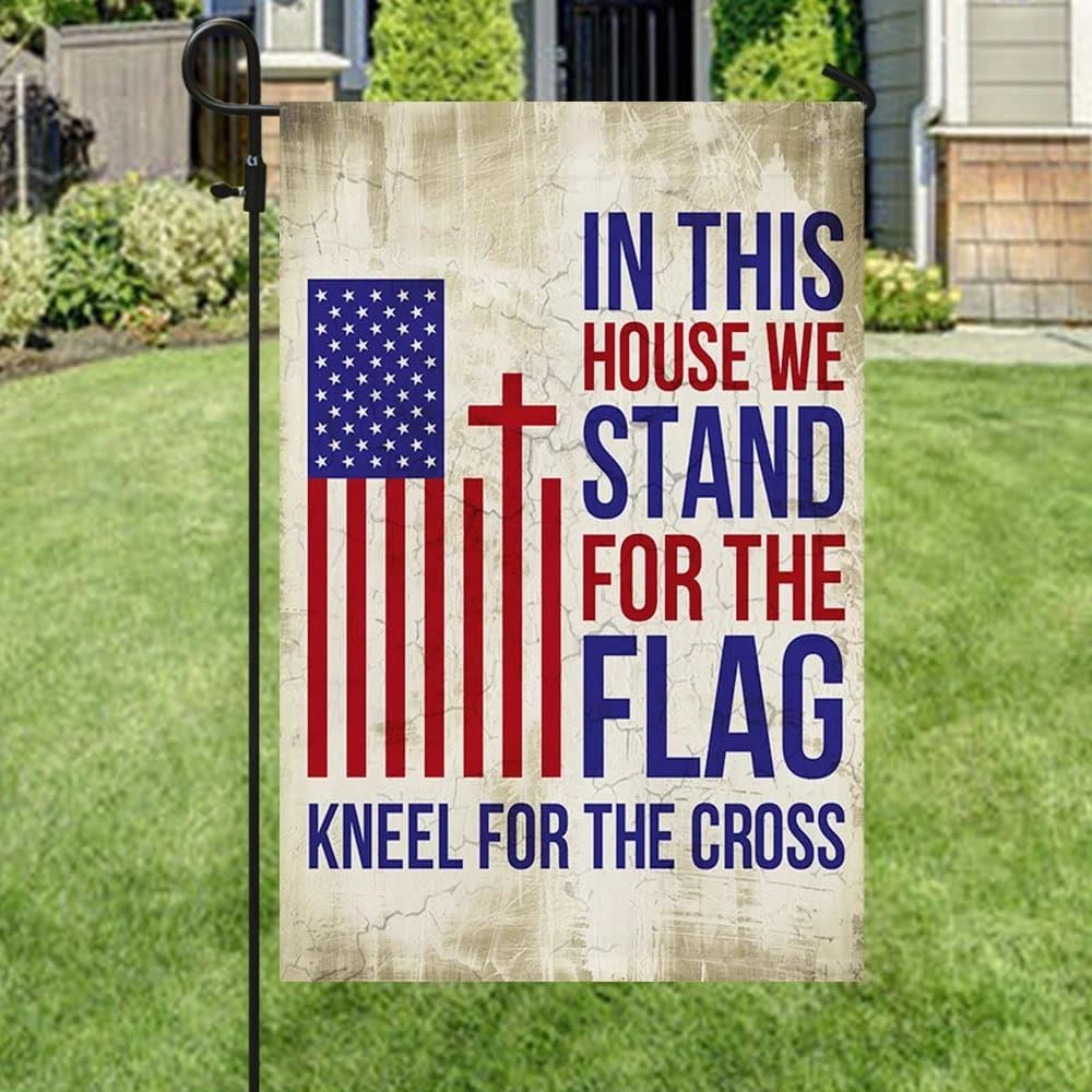 In This House We Kneel For The Cross Flag, Outdoor Christian House Flag, Christian Flag, Scripture Flag, Garden Banner