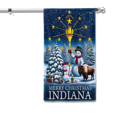 Indiana Christmas Flag Snowman with Gold Torch Merry Christmas Flag, Christmas Garden Flag, Home Decor Accessories, Christmas Outdoor Decor Ideas