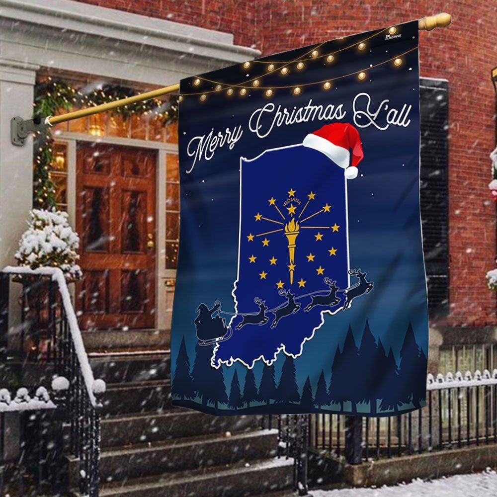 Indiana State Merry Christmas Y'all Flag, Christmas Garden Flag, Home Decor Accessories, Christmas Outdoor Decor Ideas