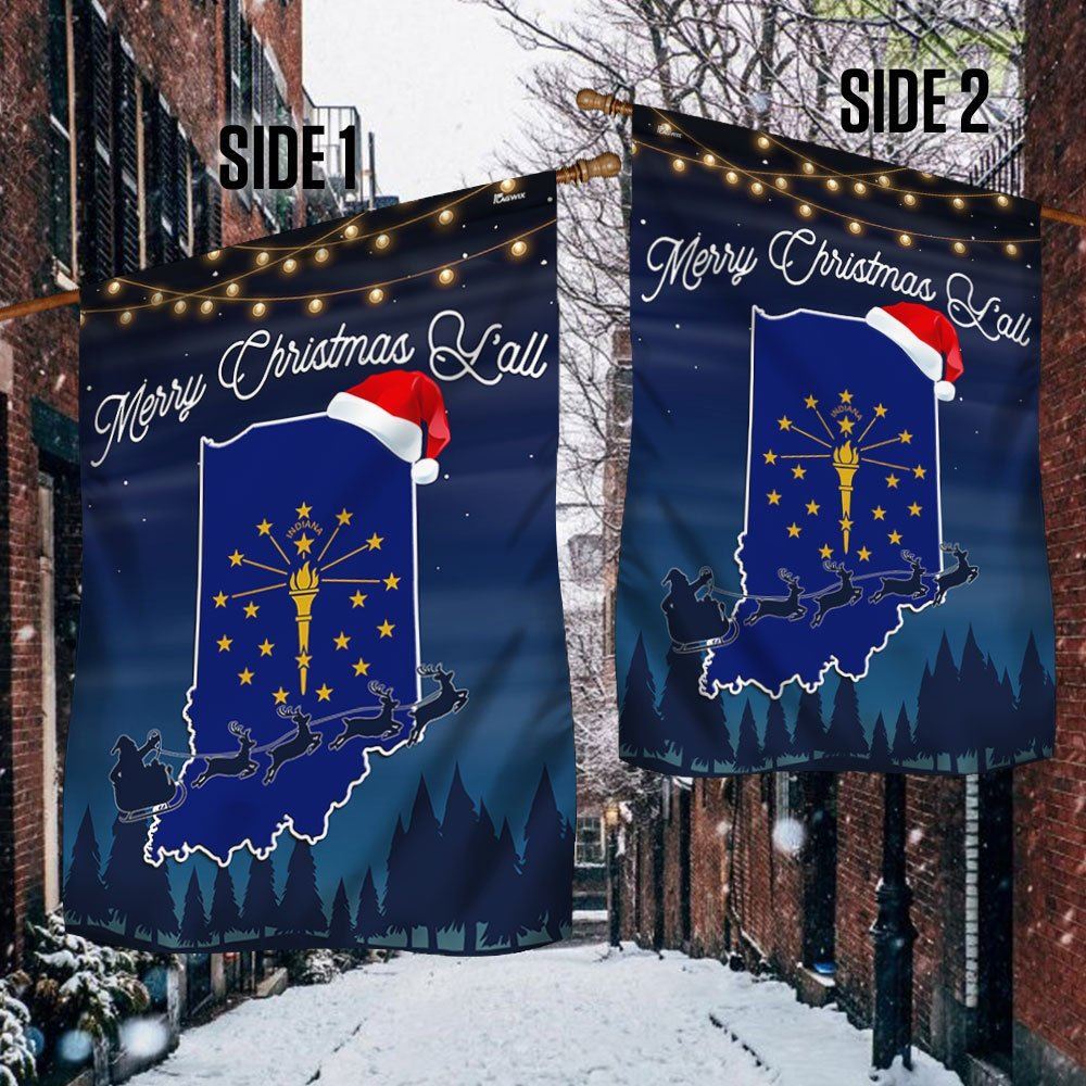 Indiana State Merry Christmas Y'all Flag, Christmas Garden Flag, Home Decor Accessories, Christmas Outdoor Decor Ideas