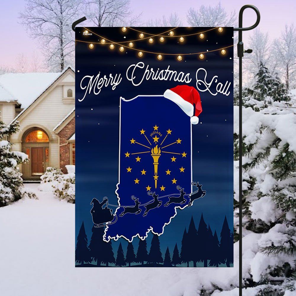 Indiana State Merry Christmas Y'all Flag, Christmas Garden Flag, Home Decor Accessories, Christmas Outdoor Decor Ideas