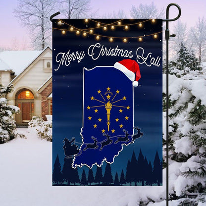 Indiana State Merry Christmas Y'all Flag, Christmas Garden Flag, Home Decor Accessories, Christmas Outdoor Decor Ideas