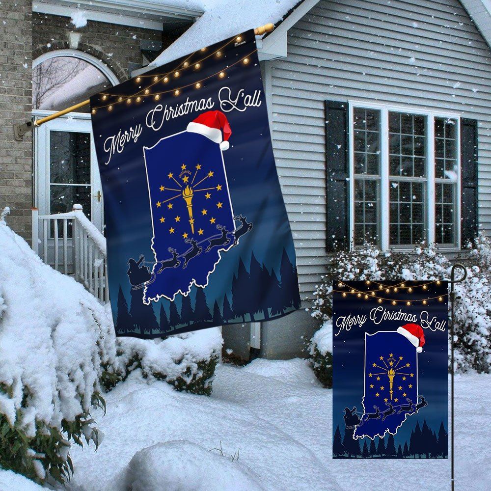Indiana State Merry Christmas Y'all Flag, Christmas Garden Flag, Home Decor Accessories, Christmas Outdoor Decor Ideas