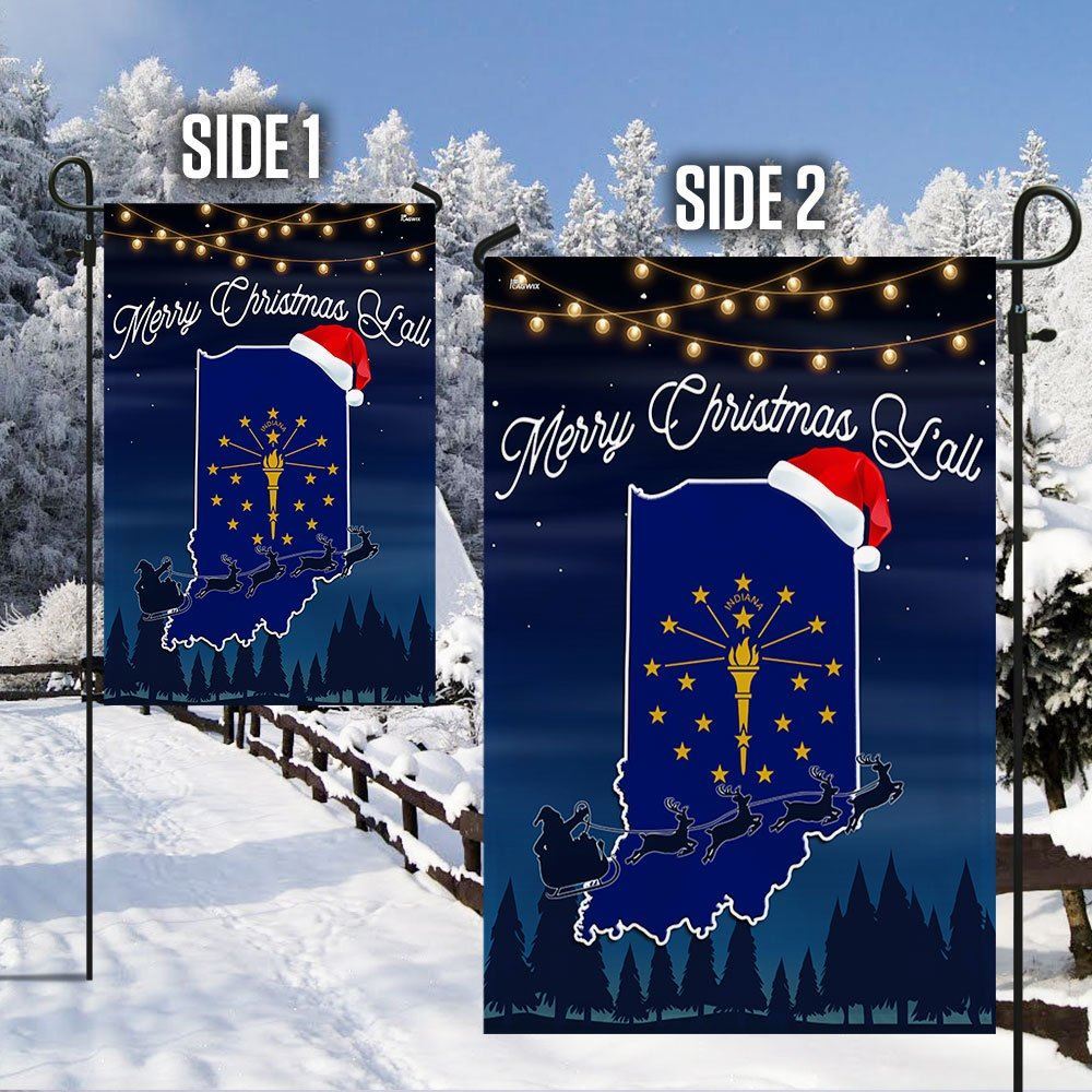 Indiana State Merry Christmas Y'all Flag, Christmas Garden Flag, Home Decor Accessories, Christmas Outdoor Decor Ideas