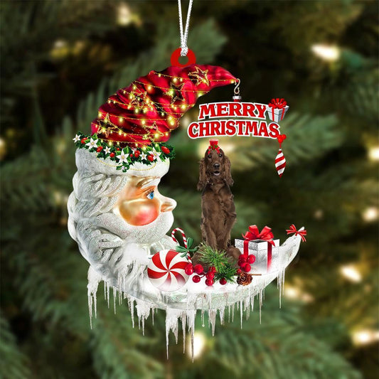 Irish Setter On The Moon Merry Christmas Hanging Ornament, Christmas Gift, Christmas Tree Decorations, Christmas Ornament 2023
