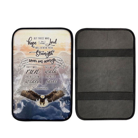 Isaiah 4031 Those Who Hope In The Lord Bible Verse Car Center Console Cover, Cross Car Interior Accessories