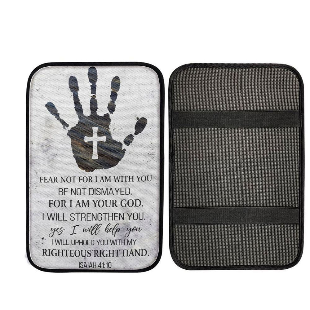 Isaiah 4110 Car Armrest Pad Fear Not For I Am With You Car Center Console Cover, Christ Car Armrest Accessories