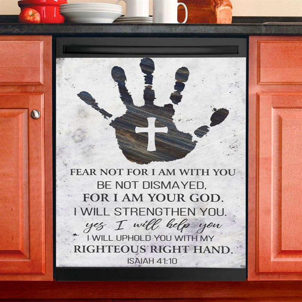 Isaiah 4110 I Will Strengthen You And Help You Bible Verse Dishwasher Cover, Bible Verse Dishwasher Stickers, Scripture Kitchen Decor