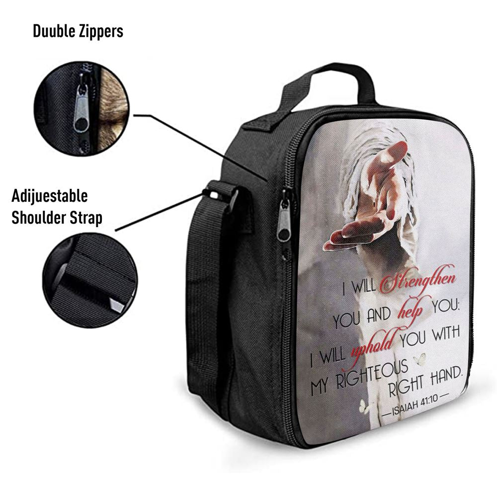 Isaiah 4110 I Will Strengthen You And Help You Bible Verse Lunch Bag, Christian Lunch Bag, Religious Lunch Box For School, Picnic