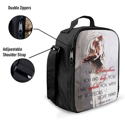 Isaiah 4110 I Will Strengthen You And Help You Bible Verse Lunch Bag, Christian Lunch Bag, Religious Lunch Box For School, Picnic