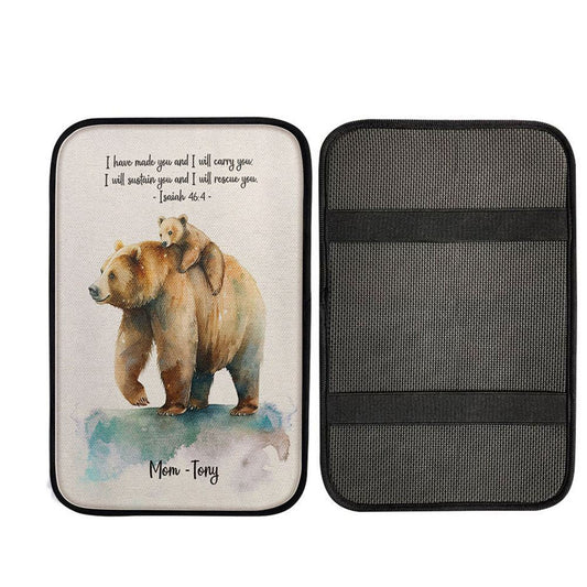 Isaiah 464 I Have Made You And I Will Carry You Personalized Car Center Console Cover, Christ Car Armrest Accessories