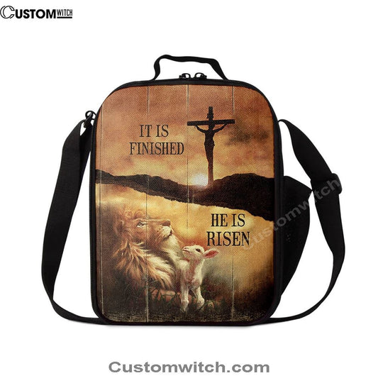 It Is Finish He Is Risen Lunch Bag, Lion And Lamb Of God Cross Lunch Bag, Christian Lunch Bag, Religious Lunch Box For School, Picnic