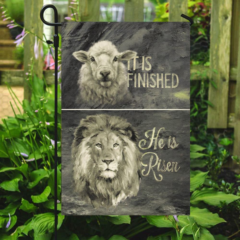 It Is Finished He Is Risen Flag, Lion Flag, Christian's Flag, Garden Flag, Welcome Flag, Christian Flag, Scripture Flag, Garden Banner