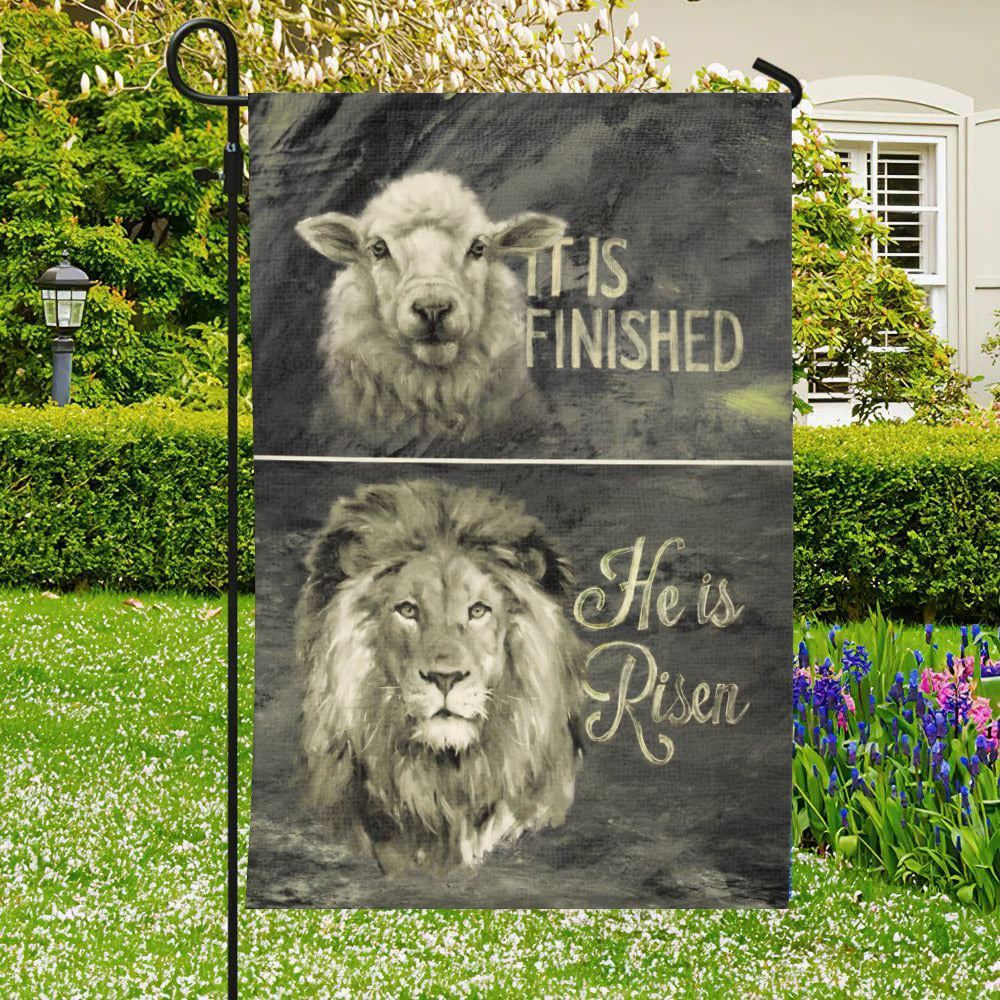 It Is Finished He Is Risen Flag, Lion Flag, Christian's Flag, Garden Flag, Welcome Flag, Christian Flag, Scripture Flag, Garden Banner