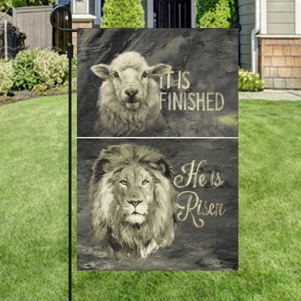 It Is Finished He Is Risen Flag, Lion Flag, Christian's Flag, Garden Flag, Welcome Flag, Christian Flag, Scripture Flag, Garden Banner