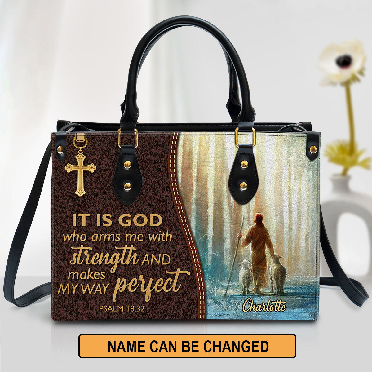 It Is God Who Makes My Way Perfect Awesome Personalized Leather Bag For Women, Religious Gifts For Women