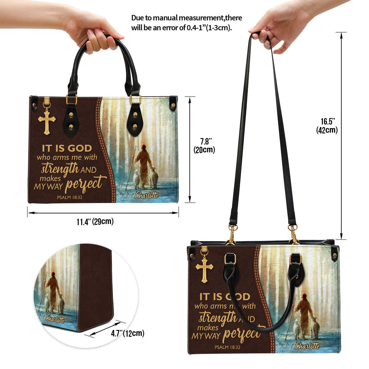 It Is God Who Makes My Way Perfect Awesome Personalized Leather Bag For Women, Religious Gifts For Women