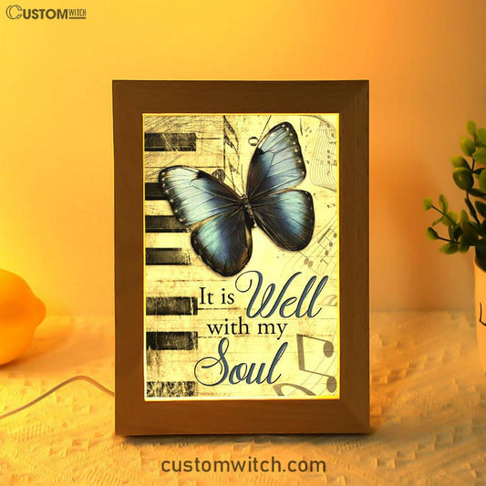 It Is Well With My Soul Art Frame Lamp, Butterfly Frame Lamp Art - Bible Verse Decor - Scripture Decor