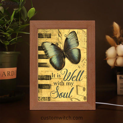 It Is Well With My Soul Art Frame Lamp, Butterfly Frame Lamp Art - Bible Verse Decor - Scripture Decor