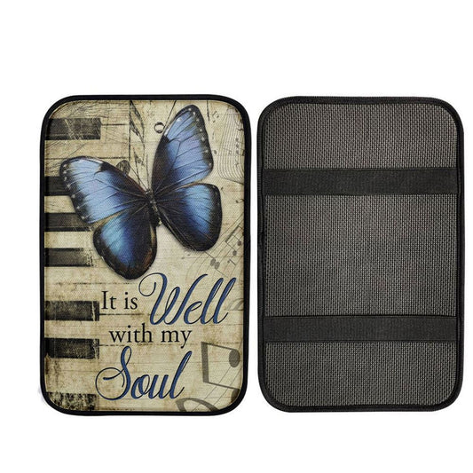 It Is Well With My Soul Car Center Console Cover, Butterfly Car Center Console Cover, Christ Car Armrest Accessories