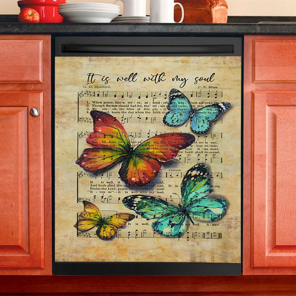It Is Well With My Soul Daisy Personalized Dishwasher Cover, Christian Dishwasher Stickers, Bible Verse Gift For Women Of God