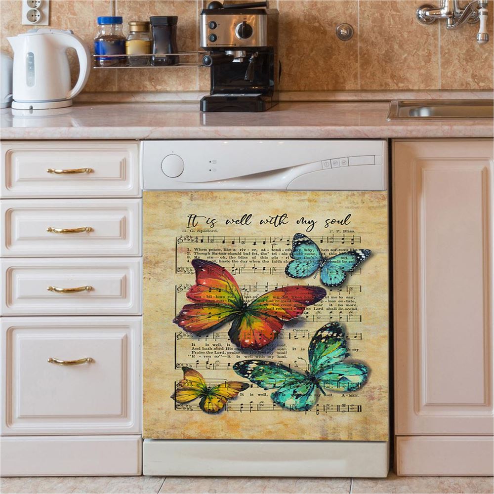It Is Well With My Soul Daisy Personalized Dishwasher Cover, Christian Dishwasher Stickers, Bible Verse Gift For Women Of God