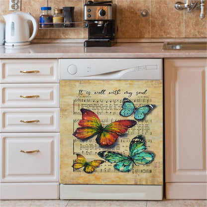 It Is Well With My Soul Daisy Personalized Dishwasher Cover, Christian Dishwasher Stickers, Bible Verse Gift For Women Of God