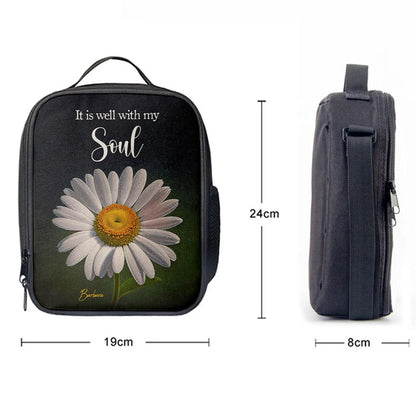 It Is Well With My Soul Daisy Personalized Lunch Bag, Bible Verse Gift For Women Of God, Christian Lunch Bag, Religious Lunch Box For School, Picnic