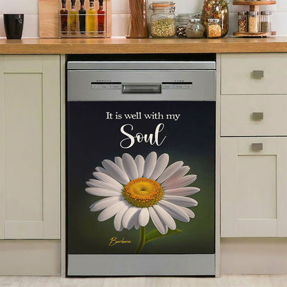 It Is Well With My Soul Dishwasher Cover, Brilliant Butterfly Antique Music Sheet Dishwasher Stickers, Bible Verse Kitchen Decor